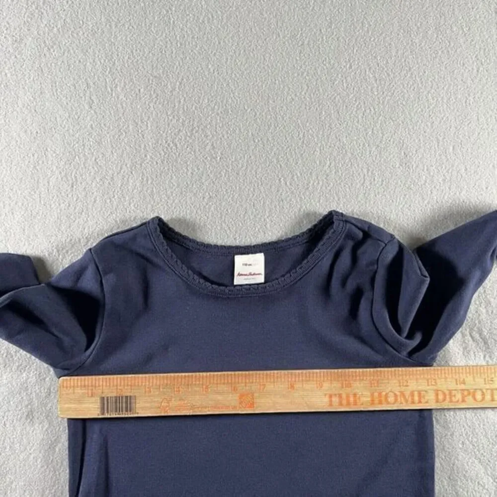 Hanna Andersson T-Shirt Girls‎ Size 110 US 5 Navy Cotton Long Sleeve Basic Top
